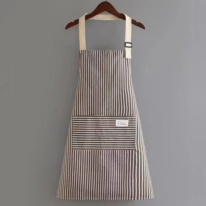 Japanese Style Adjustable Bib Apron with Pockets Cooking Kitchen Aprons for Women Men Chef Apron