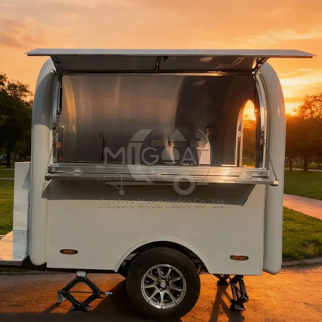 

Customizable White Arc Outdoor Mobile Food Cart BBQ Coffee Vending Truck Arc Food Trailer