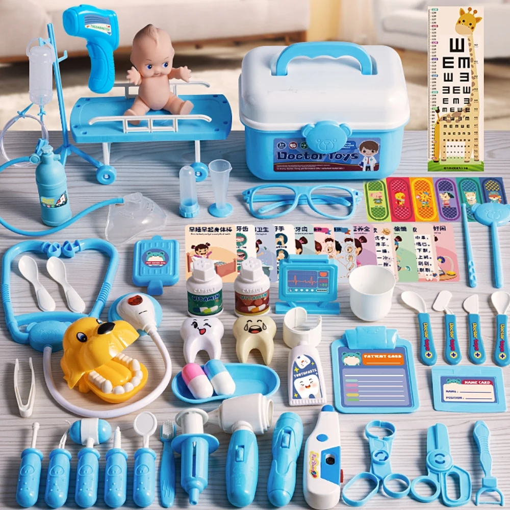 Enfants Docteur Infirmière Simulation Jeu Set avec Accessoires Médicaux Prétendre Chariot Boîte pour Garçons Filles Stéthoscope Injection Jouet