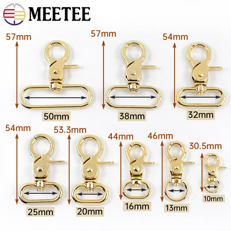 10Pcs 20-50mm Bag Metal Buckles for Strap Hangbag Swivel Lobster Clasp Dog Collar Webbing Trigger Snap Hook DIY Accessories
