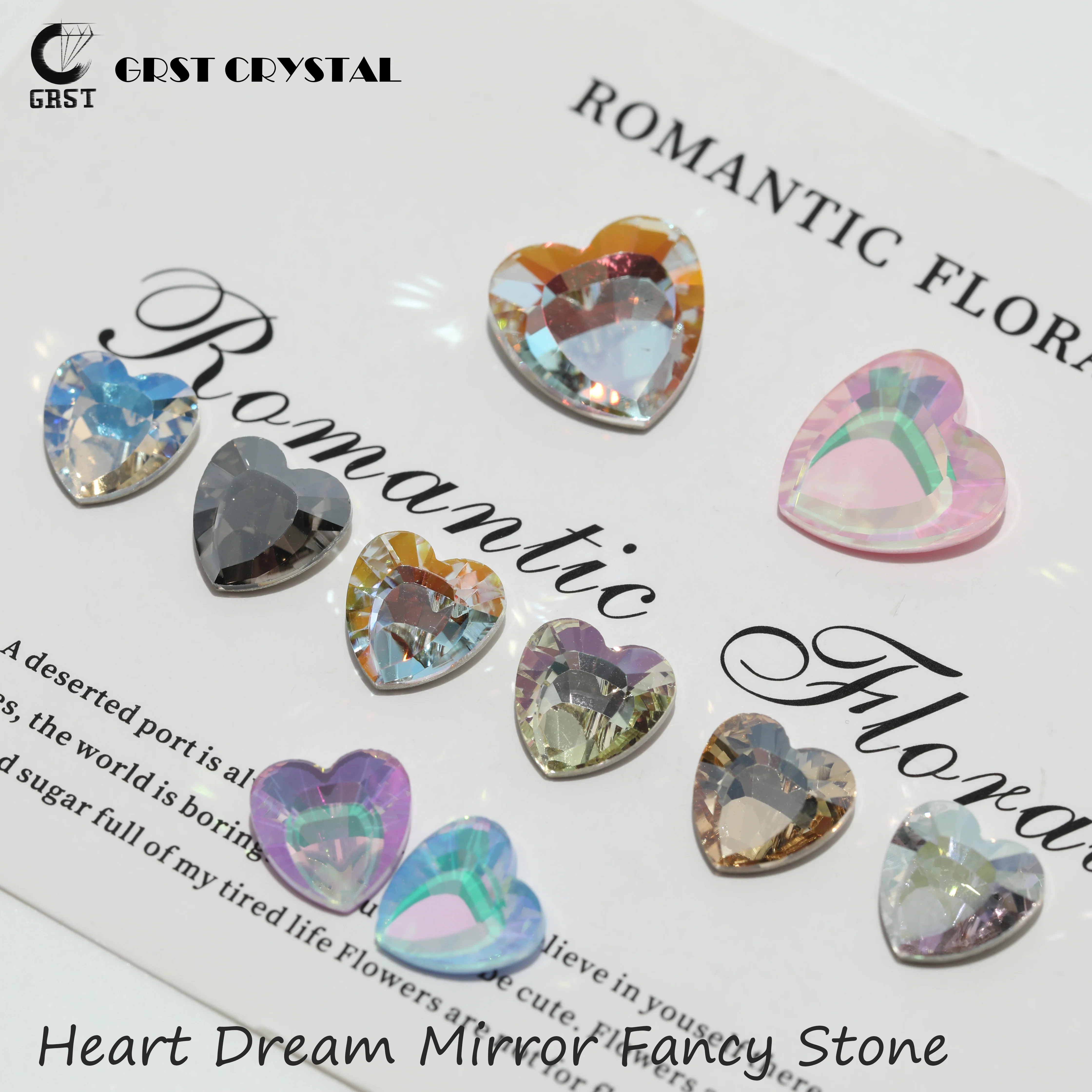 GRST Premium DV4059 Herzförmige Fancy Stones Glänzende Kristalle Dream Mirror Serie Strasssteine DIY-Zubehör für Nagelkunst und Hochzeitskleider – Detail 1
