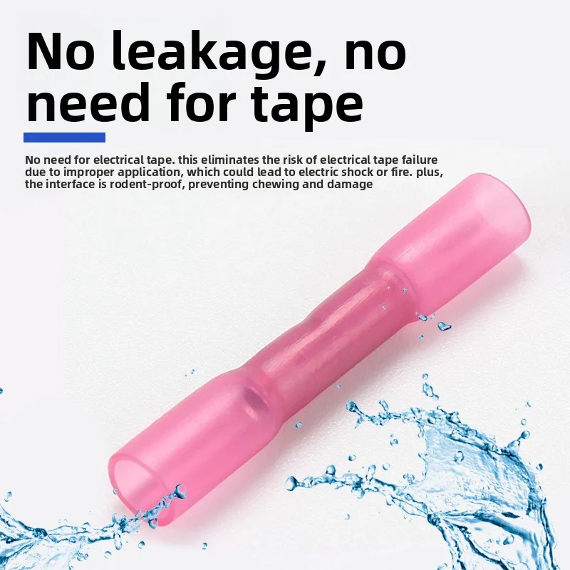 50/100PCSHeat Shrink Terminal BHT1.25 Red High-Quality Heat-Shrink Waterproof Middle Tube, Waterproof Tube, Heat-Fusion Terminal