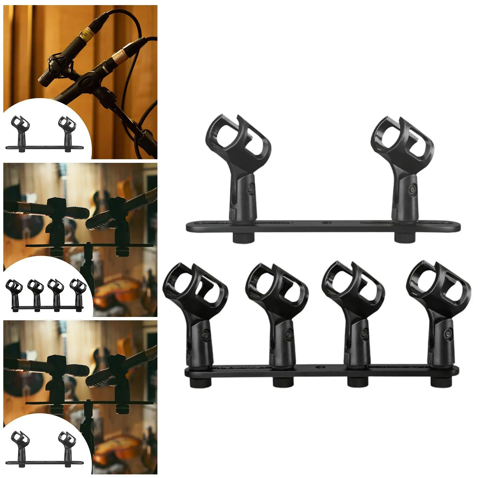 Professional Microphone Bar Heavy Duty Aluminum Double Mic Holder Array Spacing Mount Bracket Accessories for Studio and Stage