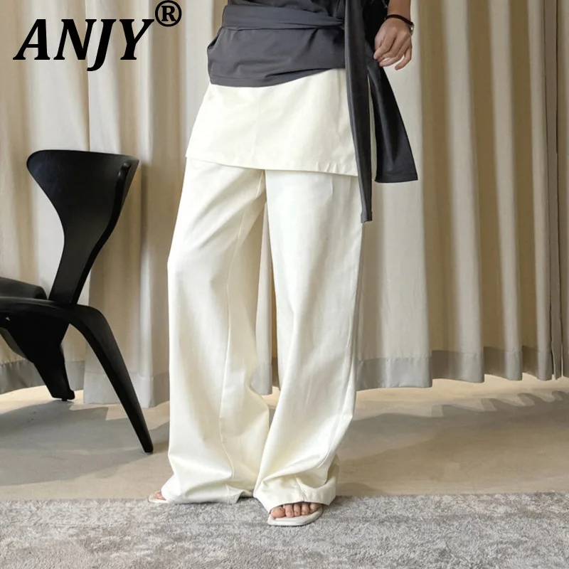 

ANJY Весенне-осенний новый женский модный костюм в корейском стиле: рубашка-накидка с многослойным дизайном и брюки A20662