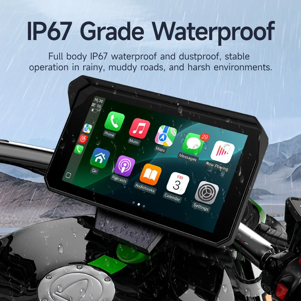 Jiuyin Motorcycle 5 Inch Screen Navigation Gps Wireless Apple Carplay Android Auto Portable Ipx7 Waterproof Display Bluetooth