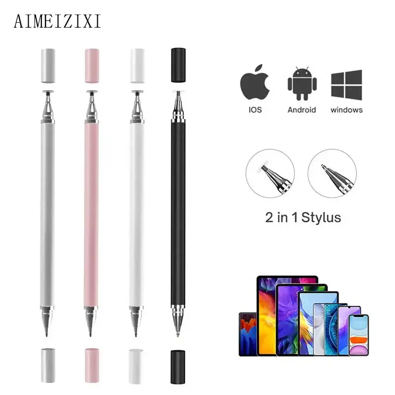 2 IN 1 Stylus Pen For Cellphone Tablet Capacitive Touch Pencil For Iphone Samsung Universal Android