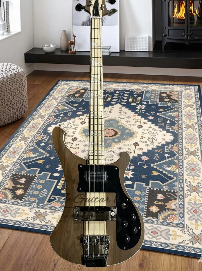 4 Strings natural guitar, 4003 Bass Matte Walnut Body Maple Neck  Fixed Bridge Chrome Tuners Matte Black Pickguard