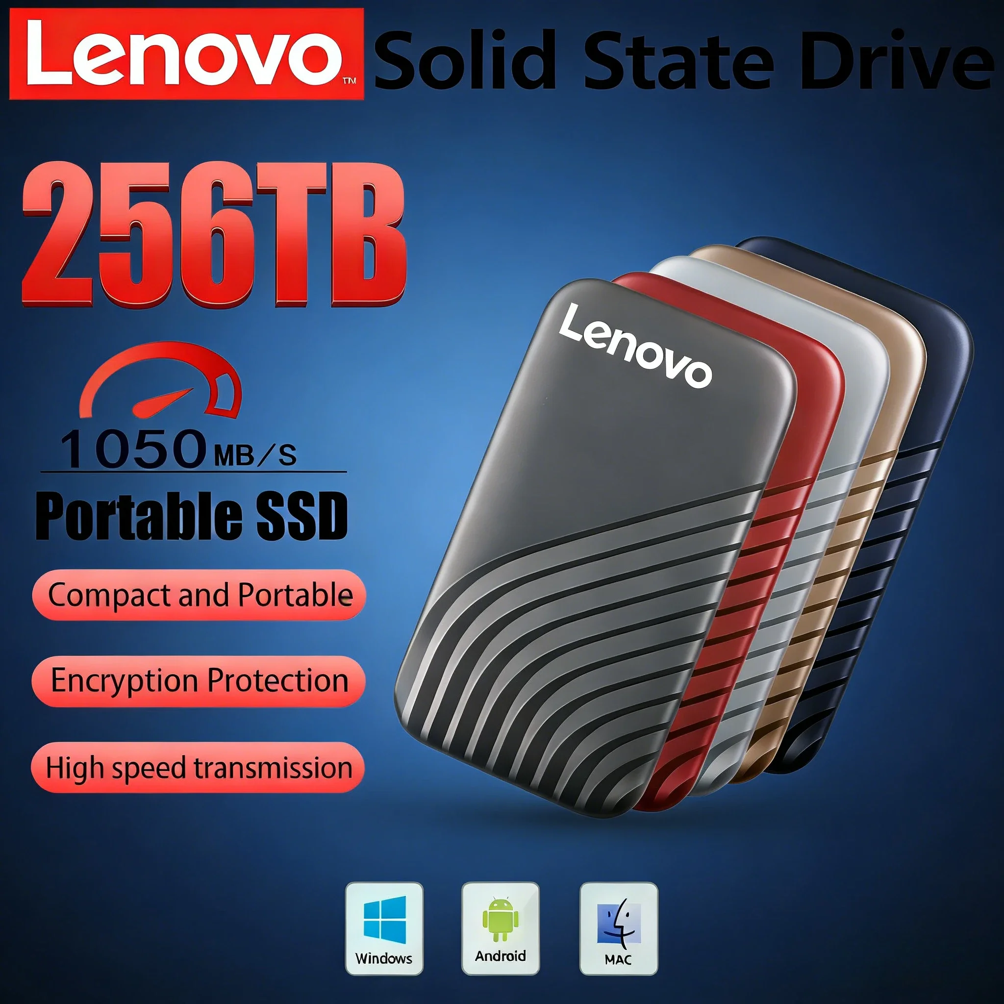 

Внешний SSD-накопитель Lenovo с интерфейсом Type-C, высокоскоростной USB 3.1, 2 ТБ, 4 ТБ, 8 ТБ, портативный жесткий диск для ноутбука