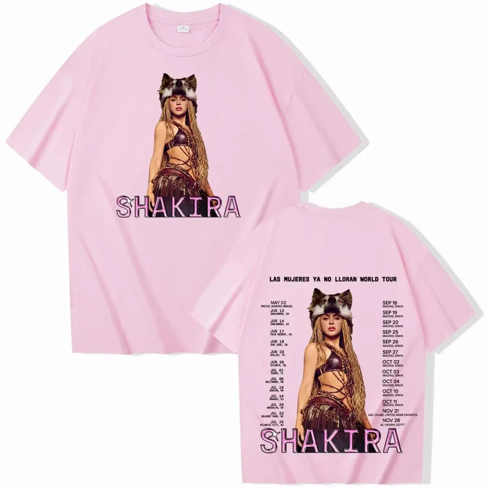 Shakira 2026 World Tour Fans Support T-Shirt aus reiner Baumwolle, Sommer, für Herren und Damen, übergroß, locker, Streetwear, Y2k-Stil, Rundhalsausschnitt – Detail 5