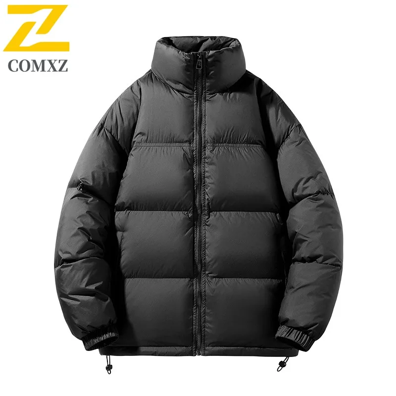 COMXZ Men's Parker Coat Block Color Lightweight Stand Collar Casual Versatile Skiing Puffer Jacket Travel Minimalist Down Jacket