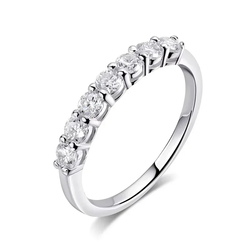 NASIA18k Plated 3MM 7 Stones Moissanite Rings for Women Classic Match Diamond Wedding Bands S925 Sterling Silver Jewelry 2026