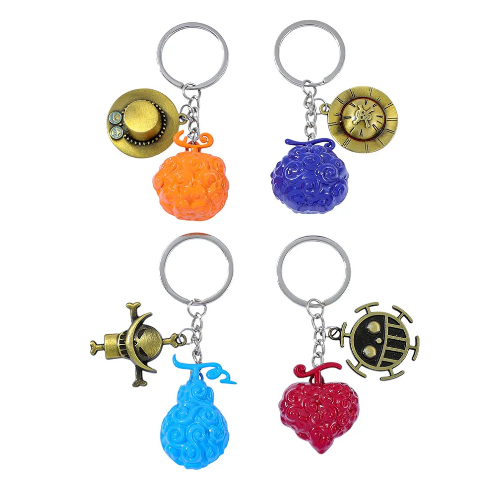 Popular Anime Metal Keychain, Anime Devil Fruit Key Ring, Creative Car Key Pendant, Fashionable Decorative Gift