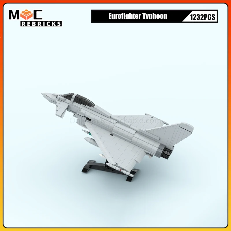

1232 шт. MOC военный истребитель, строительные блоки Eurofighter Tactics, Тайфун, самолет, сборная модель, сделай сам, головоломка, наборы кирпичей