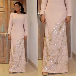 Customized Evening Jersey Draped Pleat Sequined Homecoming A-line Boat Neck Bespoke Occasion Gown Long Dresses  Sexy Casual