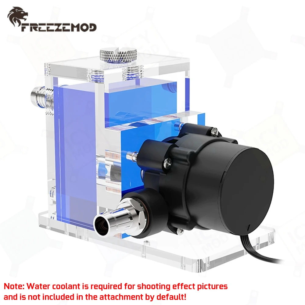 FREEZEMOD Water Cooling 450L/H Acrylic Square Pump Water Tank 3-meter Head 7.5W Power 90ml Capacity Small 4min Interface