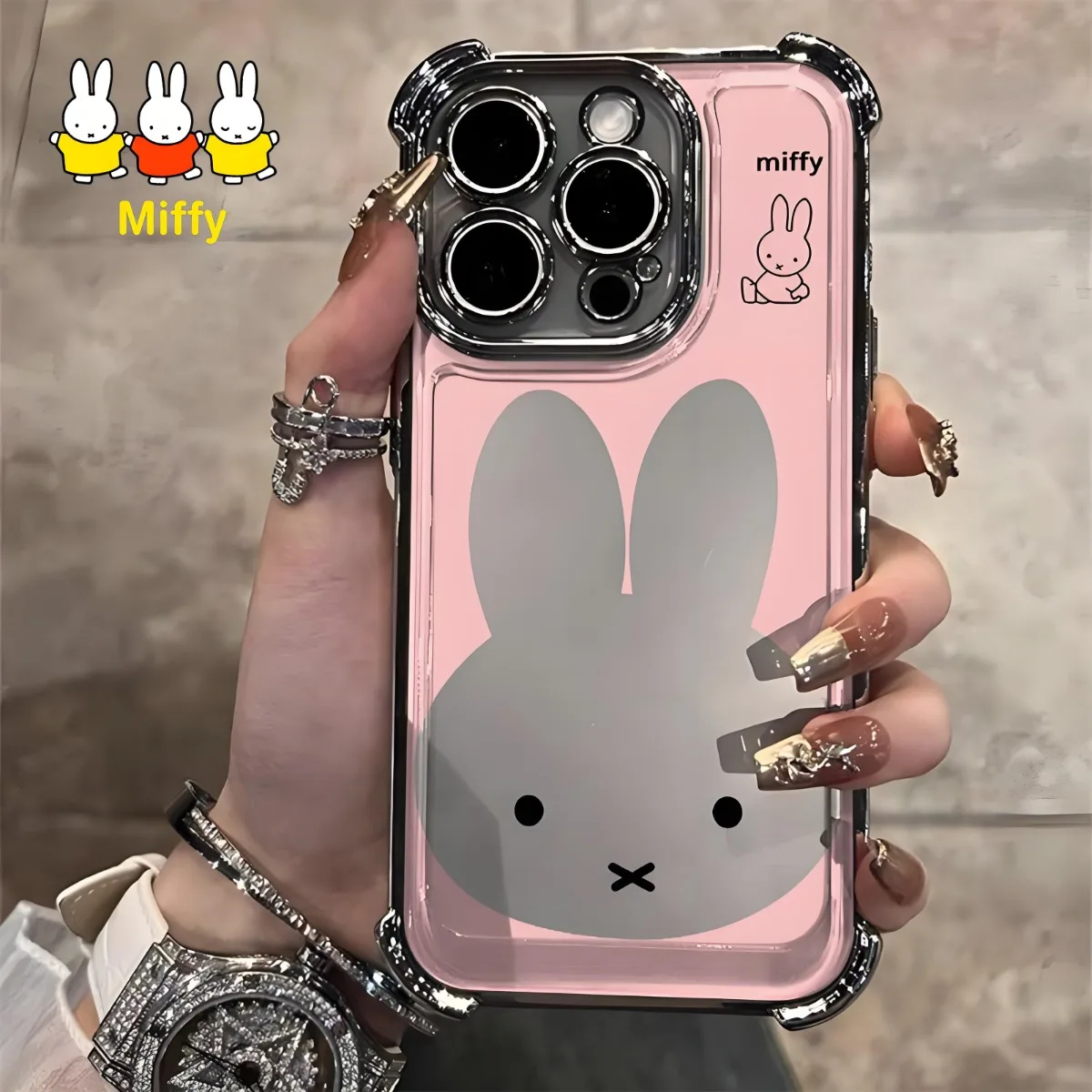 

Kawaii Miffy Phone Case Cute Cartoon Rabbit 16 Promax15/14 Pro / 13/12/11 Xs Girl's Gift