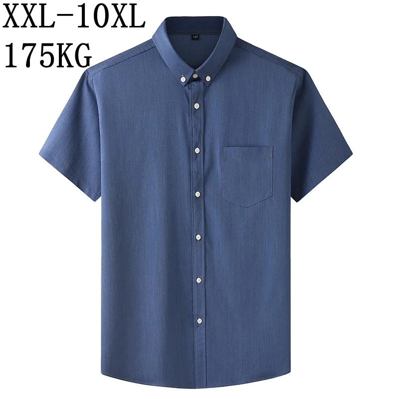 

10XL 8XL 7XL New Summer Top Quality Casual Oxford Men's Shirts Short Sleeve Comfortable Loose Shirt Men Business Camisa Hombre