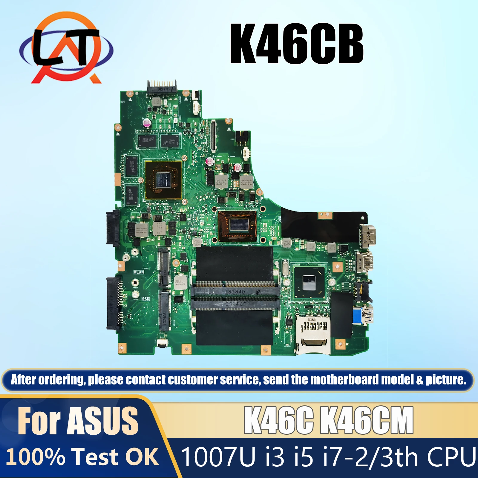 

K46CB Mainboard For Asus K46CB A46C K46C K46CM Laptop Motherboard With CPU 1007U i3 i5 i7 Gen GT740M/GT635M 100% Tested Working