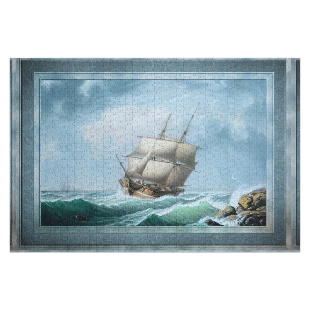 Brig Off the Maine Coast by Fitz Hugh Lane Classical Marine Art Xzendor7 Old Masters Reproductions Jigsaw Puzzle