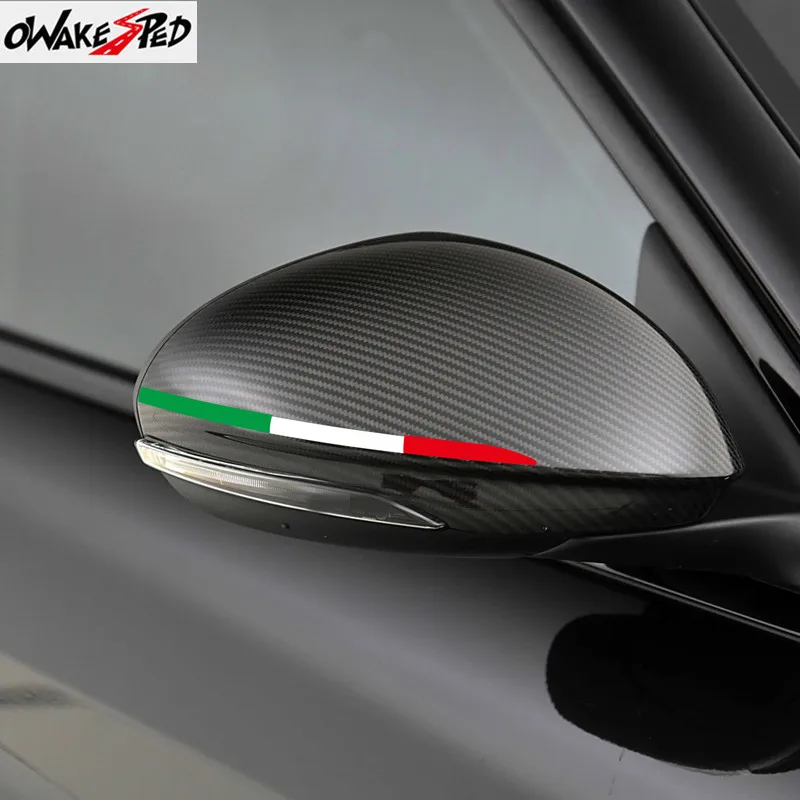 2PCS Car Rearview Mirror Italy Style Sticker For Alfa Romeo Giulia Fiat 147 156 Mito Stelvio Sportiva Giulietta Auto Accessories