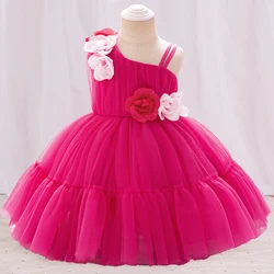 Baby Girls Floral Party Dress Girl Birthday Princess Dresses With Bow Toddler Summer New Tulle Clothes Kids Weekend Holiday Wear