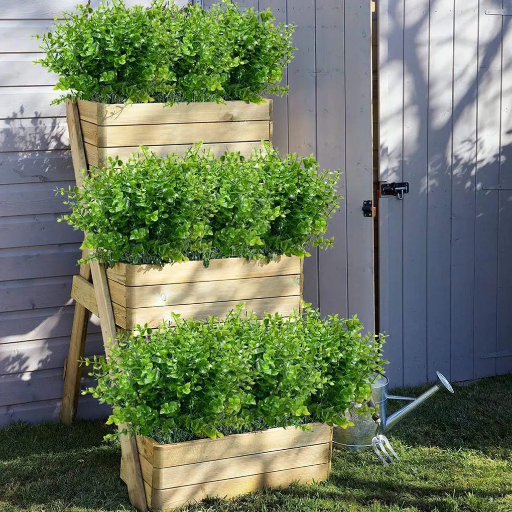 12x Green Low Maintenance Plastic Shrubs For DIY Bridal Bouquets Versatile Long-lasting Durability
