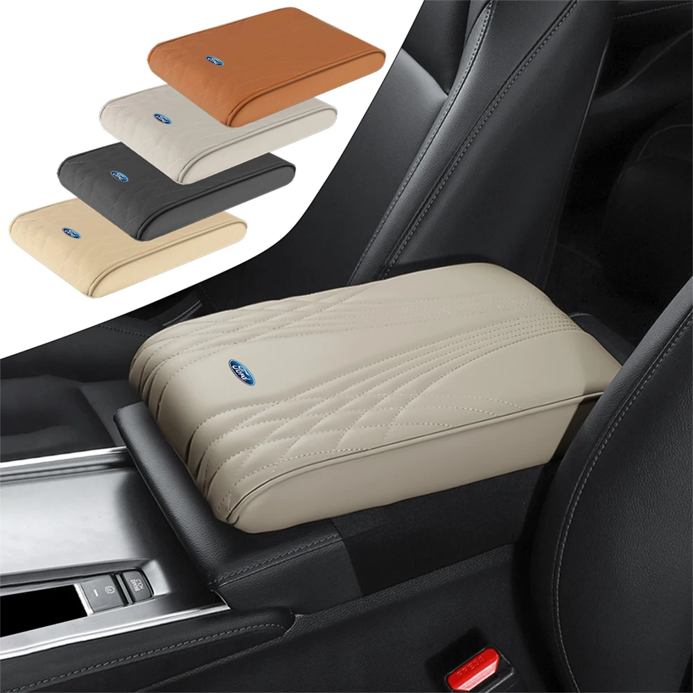 PU Leder Auto Armlehne Matte Center Konsole Armlehne Schutz Kissen Für Ford Focus Mustang MK7 Mondeo Fusion Rand accesorios