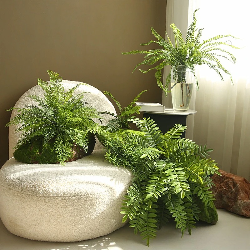 

Artificial Plants Fake Boston Ferns Bushes Faux Shrubs Greenery UV Resistant Leaves Plant for Home Garden Outdoor Yard Decor