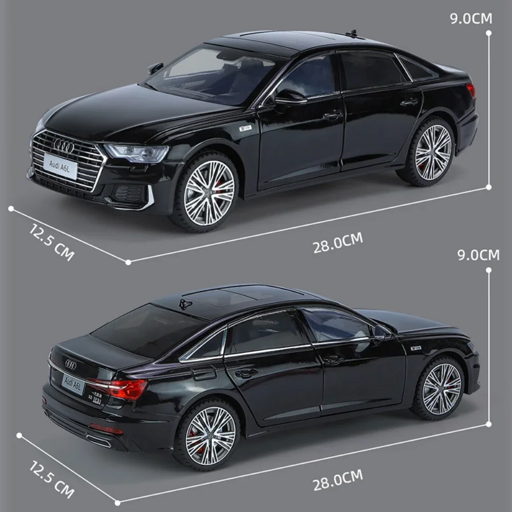 1/18 AUDI A6L Alloy Car Model Toys Diecast Cars 6 Doors Opened with Sound Light Pull Back Scale Models Toys for Boys Gifts