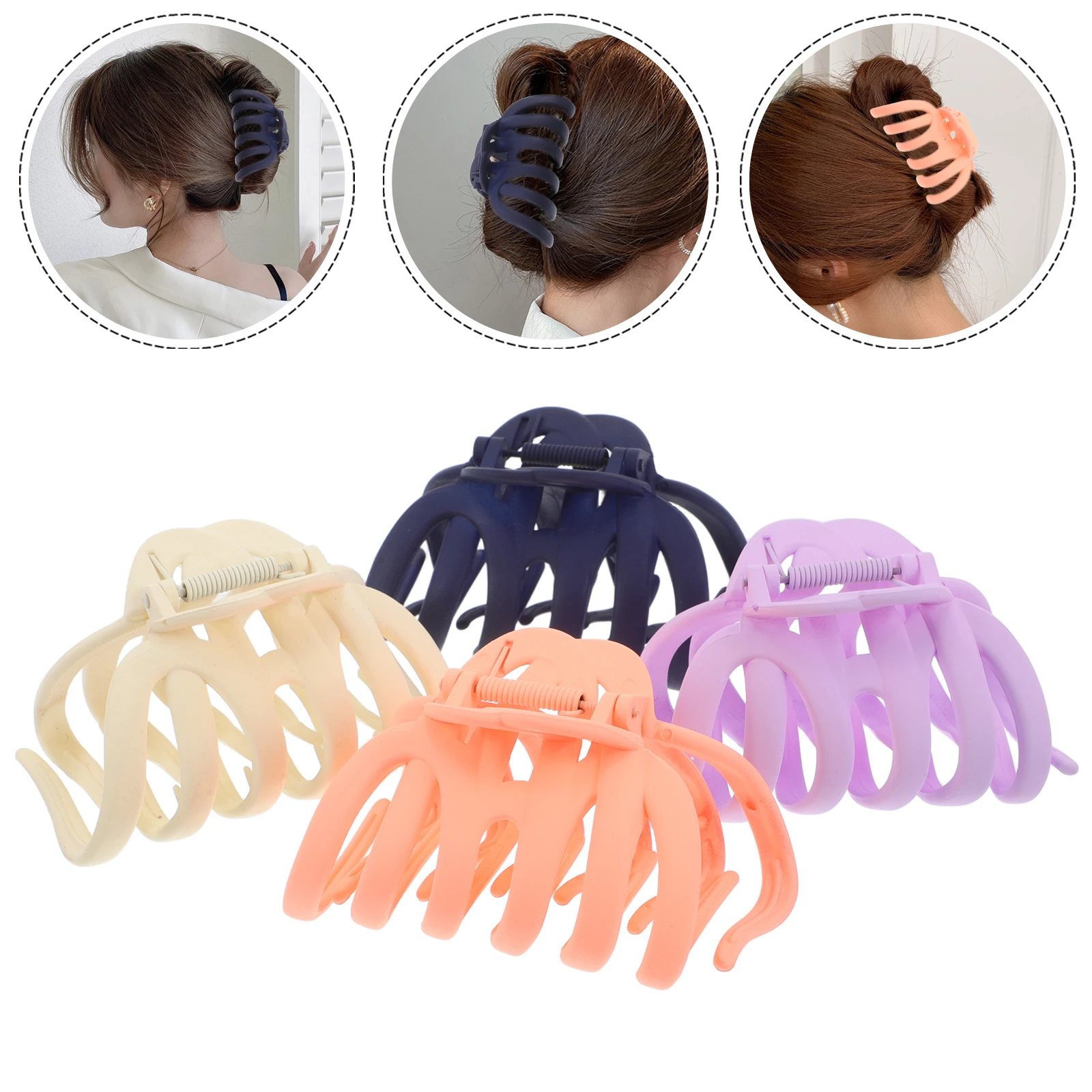 

4pcs Large Claw For Women Thick Colorful Matte Finish Stylish Clips Secure Hold Hair Accessories Decorative Clips