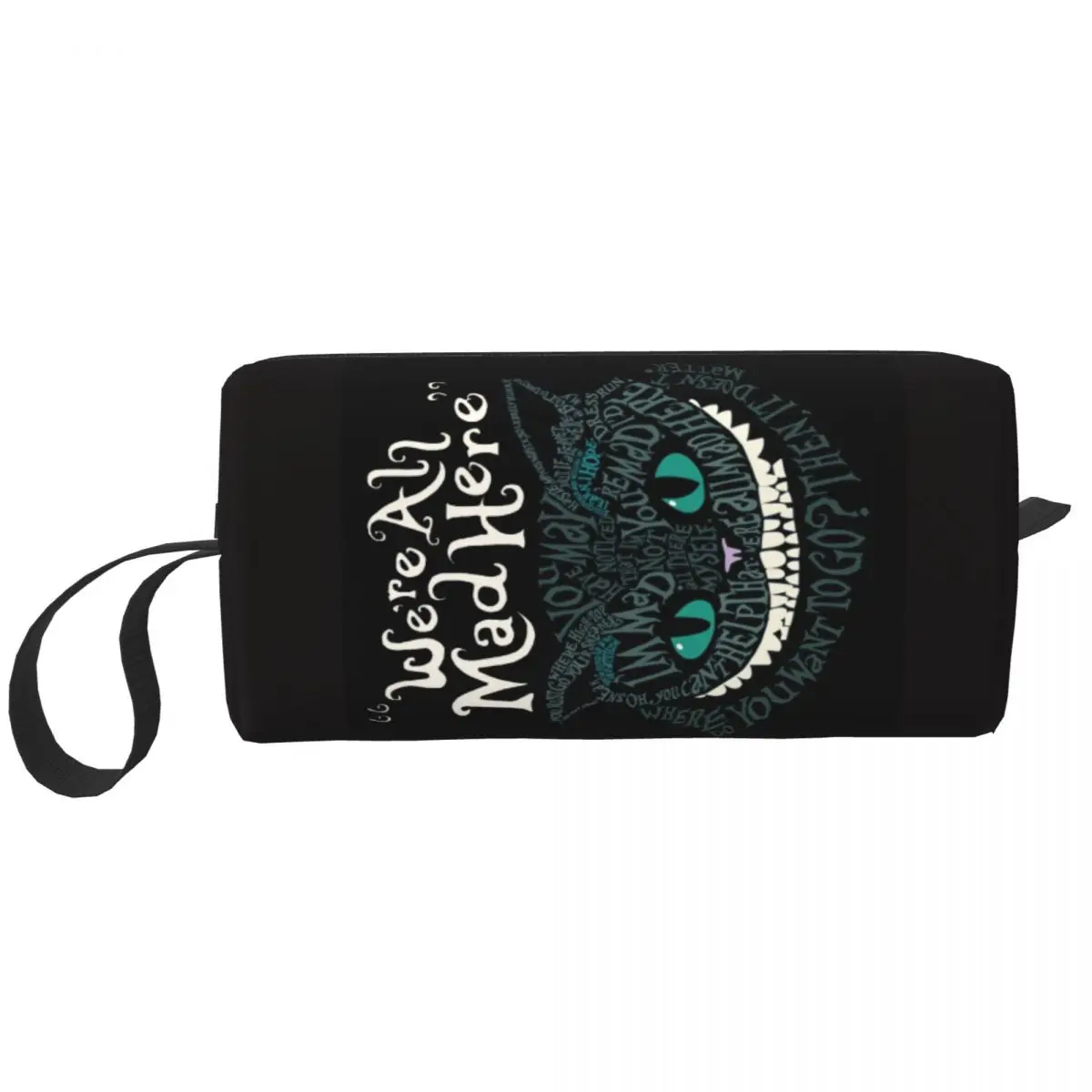 

Custom Travel Cheshire Cat Toiletry Bag Cute Alice We're All Mad Here Wonderland Makeup Women Beauty Storage Dopp Kit Case