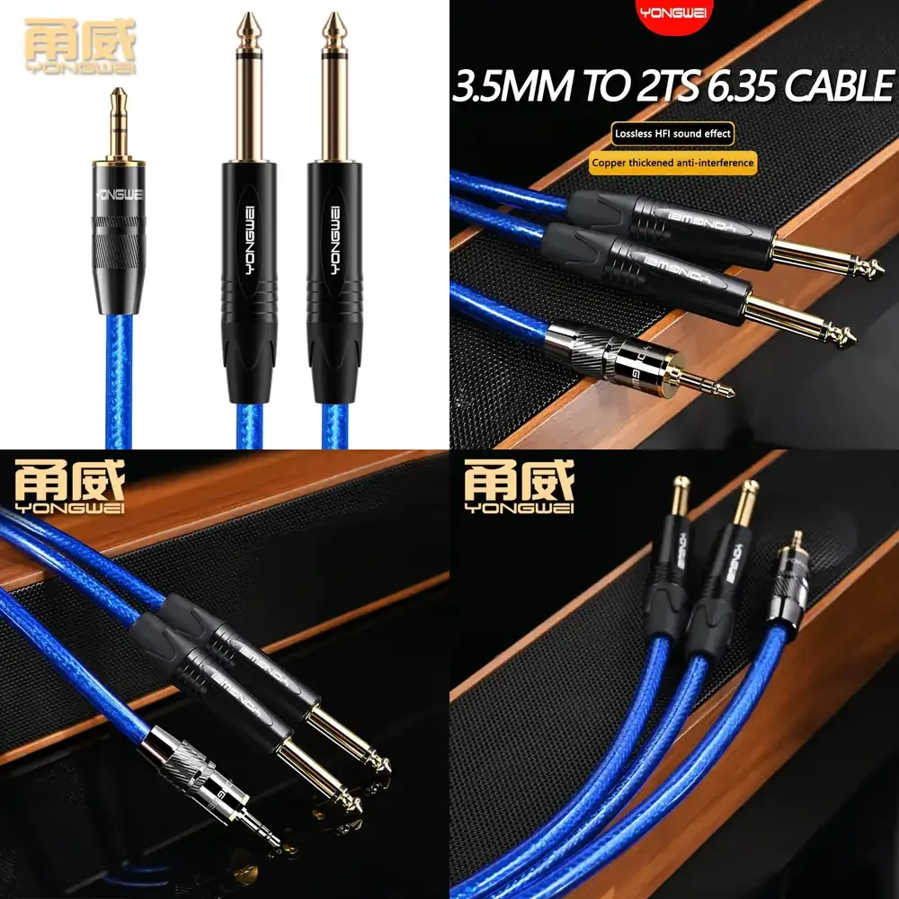 cabo-adaptador-de-Audio-yongwei-banhado-a-ouro-635mm-para-35mm-para-mixer-amplificador-caixa-de-som-dj-monitor-de-estudio-fone-de-ouvido-splitter-aux
