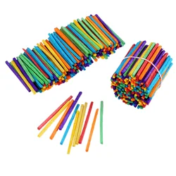 500/200pcs Wood Sticks Match Rods Colorful 3D Puzzle DIY Craft Kids Mathematics Teaching Aids Educational Learning 4.2cm long