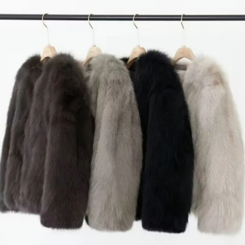 2024 imported Finnish fox belly kan fur fur coat women's mid length fashionable high-end winter warm coat