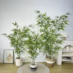 Folhas artificiais de bambu verde, 130-210cm, galhos falsos, plantas, folhas verdes para casamento, casa, hotel, escritório, decoração de festa