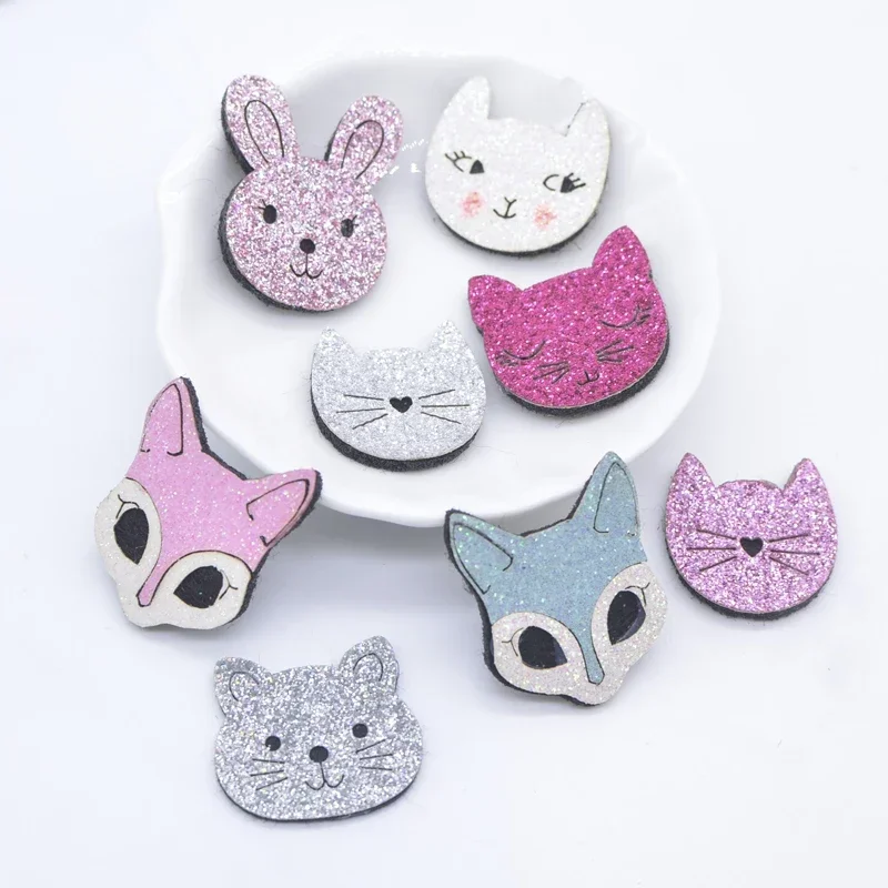 10Pcs Wyściełane zwierzęta Kawaii Kot Wiewiórka Królik Lis Aplikacja do majsterkowania Ubrania Kapelusz Buty Naszywki do szycia Spinki do włosów Akcesoria do kokardek