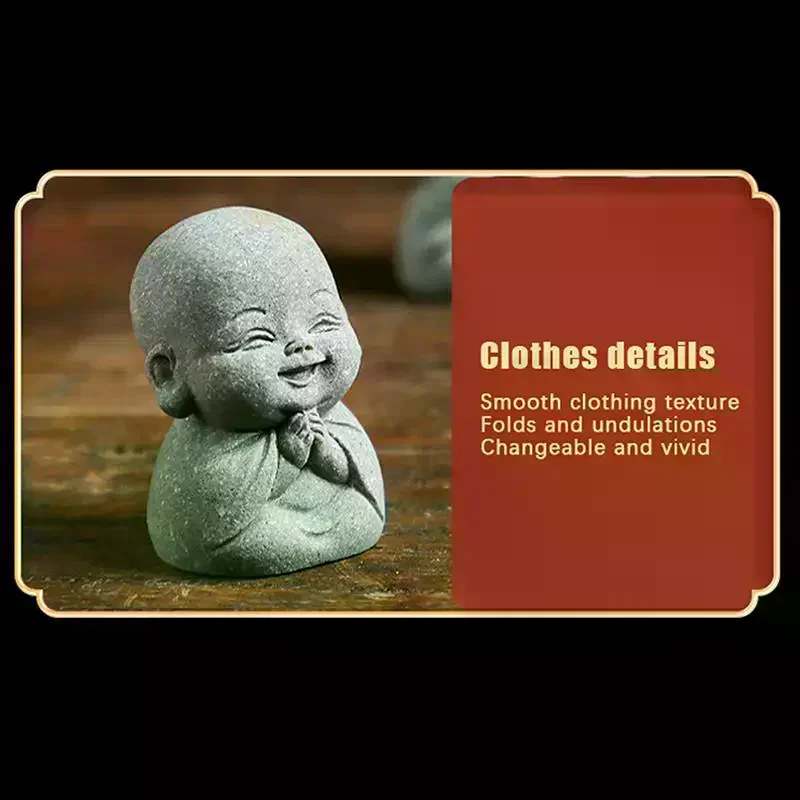 Mini Little Monk Statue Zen Stone Ornaments Home Meditation Decor Spiritual  Figurine Set