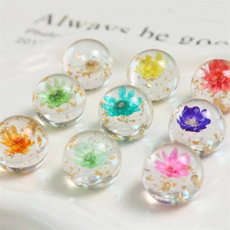 Wholesale 30pcs/lot 20mm color flowers core geometry rounds shape resin cabochon beads diy jewelry hair garment accessory