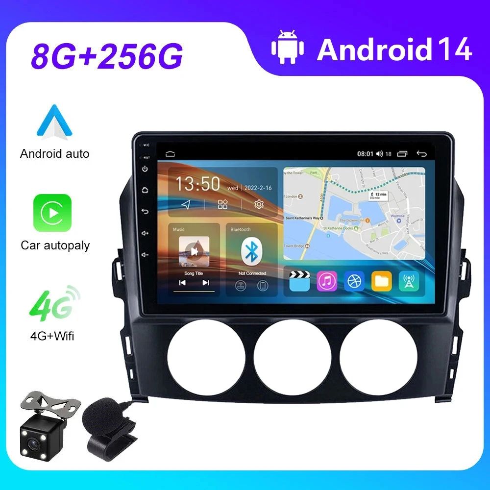 CarPlay Android 14.0 Car Radio For Mazda MX-5 MX5 MX 5 NC 2005 2006 - 2015 Multimedia Navigation GPS Stereo Auto video Head Unit