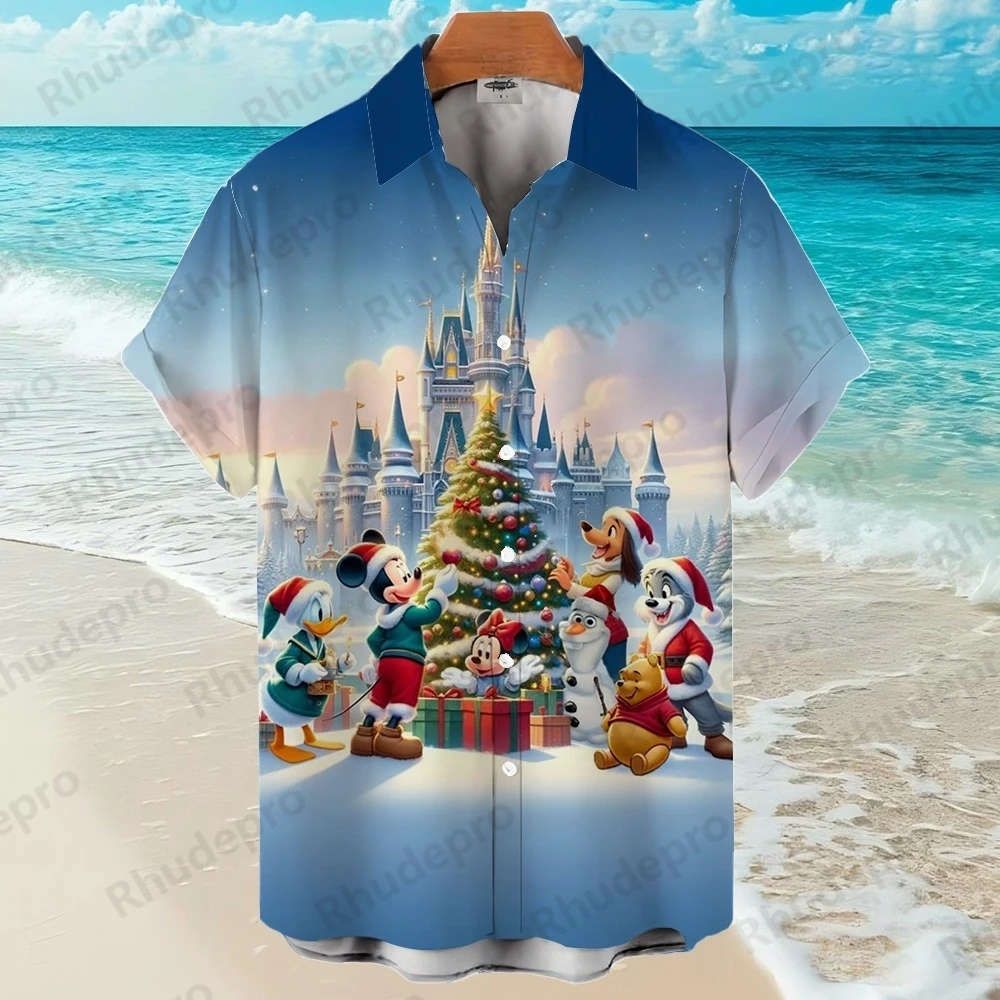 Disney mickey mouse dos desenhos animados havaiano camisa casual masculina com impressão blusa floral vintage y2k camisas para hombre