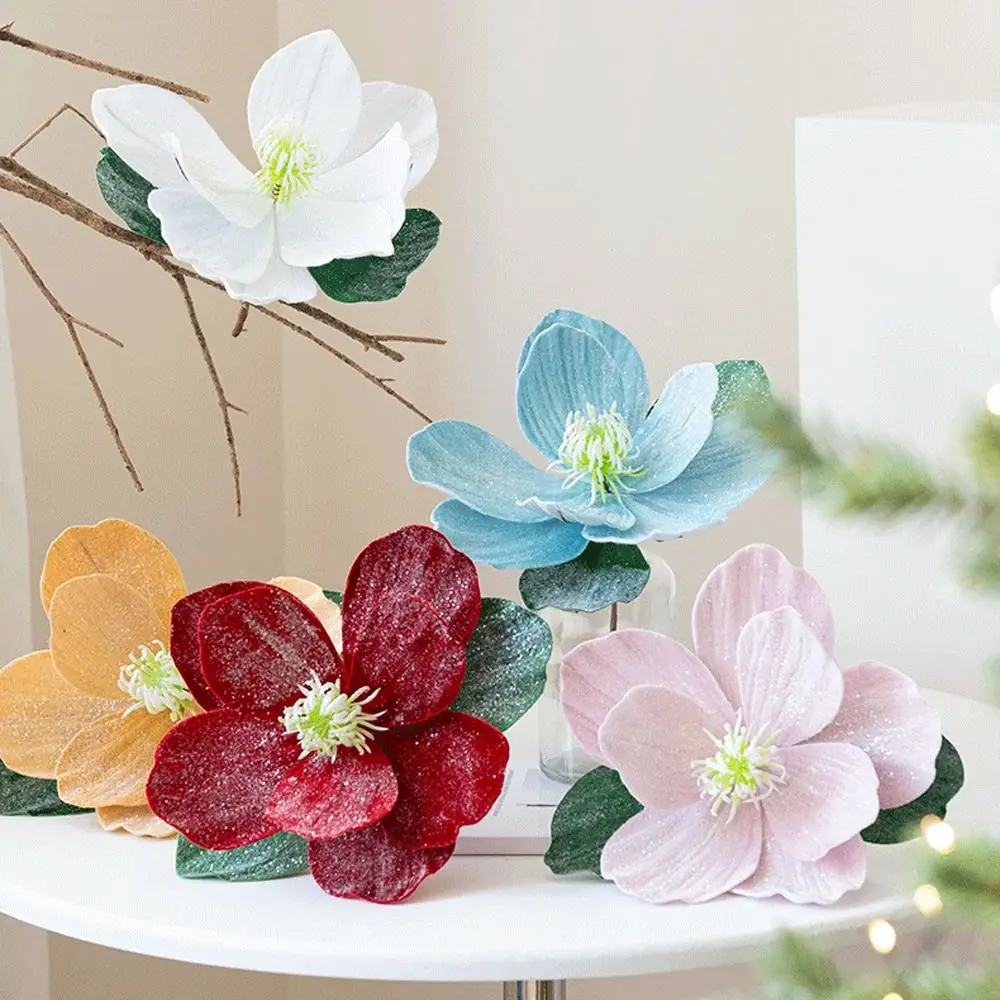 25 cm künstliche Weihnachtsblume, glänzend, realistisch, Weihnachtsstern, Samt, handgefertigt, Weihnachtsbaumschmuck, Heimdekoration