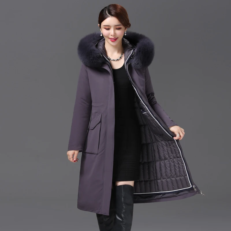 

Shengyu Boya Live Face Removable Parker Middle-Aged and Elderly Ladieswear's Wear Over-The-Knee Long down Jacket Women's Jacket Thickened New Style