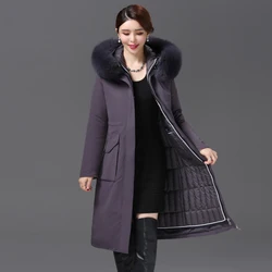 Shengyu Boya Detachable Parka for Middle-Aged and Elderly Women, Over-The-Knee Long down Jacket, Thickened New Style