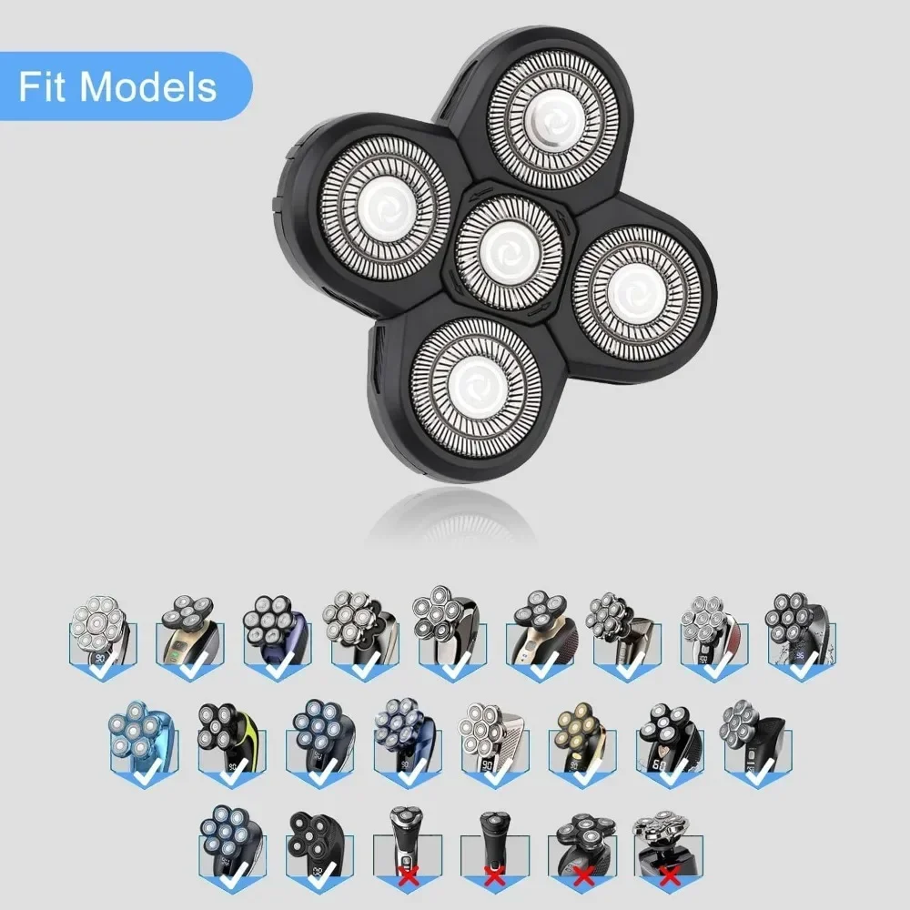 Electric Shaver Replacement Shaver Head 5D Independently 5 Cutter Floating Head Waterproof Stainless Steel Razor Blades