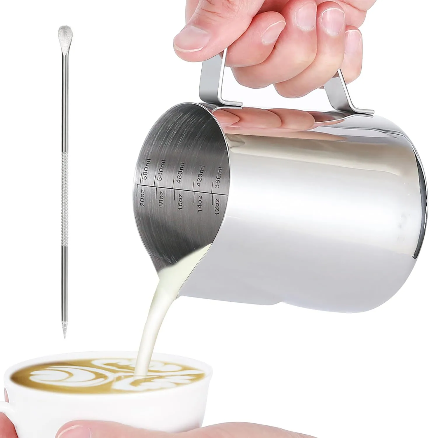 Edelstahl Milchaufschäumkrug Milchaufschäumer Tasse Milch Kaffee Cappuccino Latte Art Barista Dampfkrüge Milchkännchen Tasse