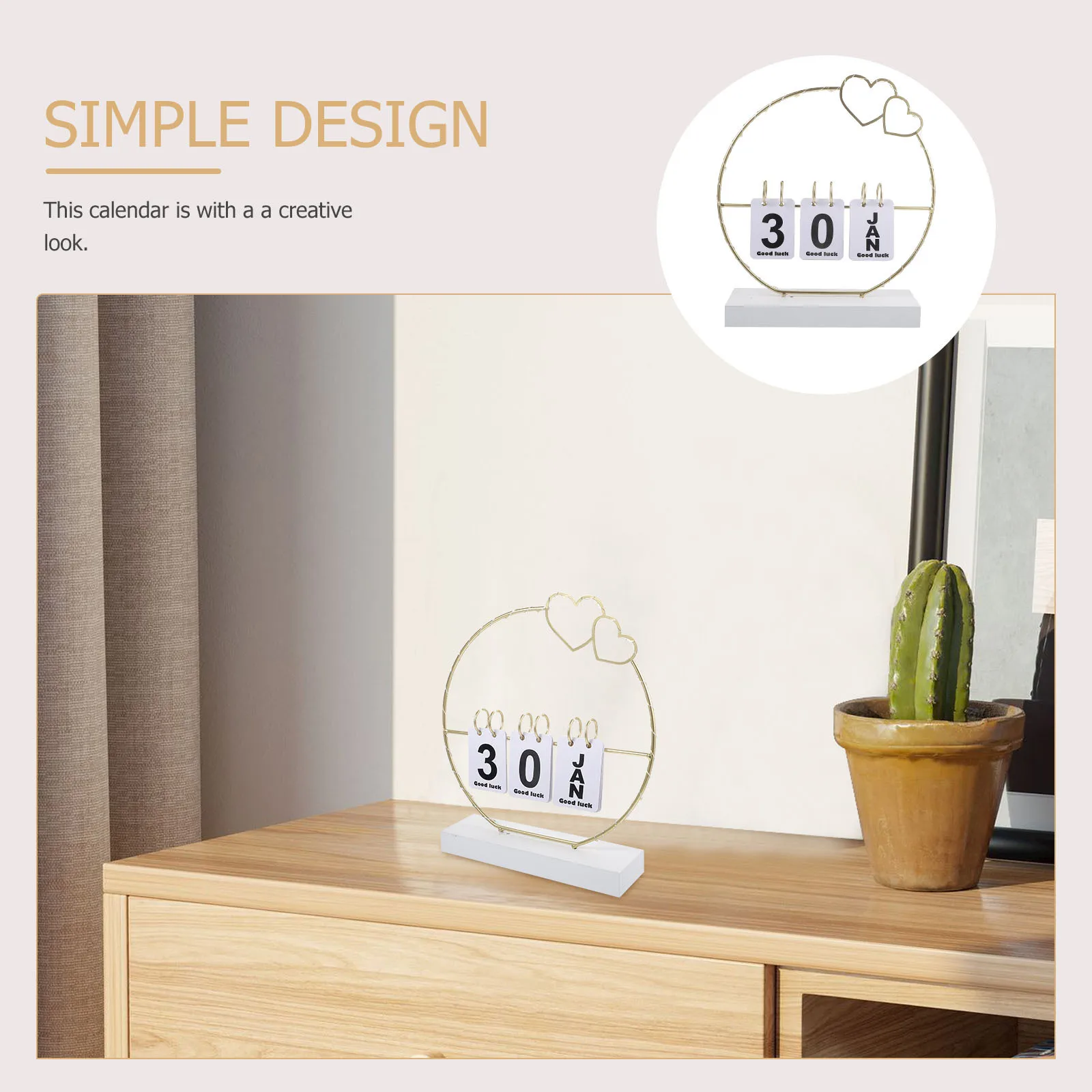 

Vintage Wooden Perpetual Flip Desk Calendar Rustic Table Calendar Desktop Decoration for Office Home Study Room