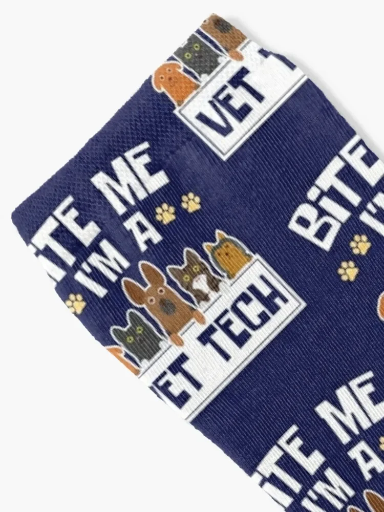 Calcetines de fútbol antideslizantes para hombre y mujer, medias divertidas de técnico veterinario, Bite Me I'm A Vet Tech