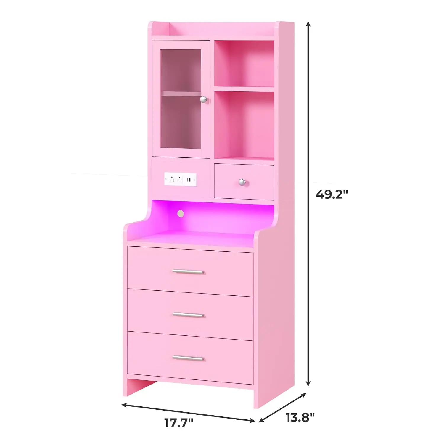 Pink Nightstand Set of 2 with Drawers for Bedroom Storage, Customized