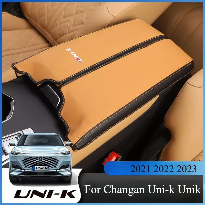 Leather For Changan Uni-k Unik 2021 2022 2023 Car Central Control Armrest Box Surface protective Cover Trim modification