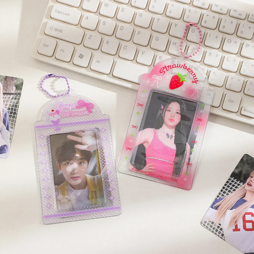 Japan and South Korea Transparent Card Set Girl Three Inch Polaroid Card Display Pendant Certificate Keychain Card Bag